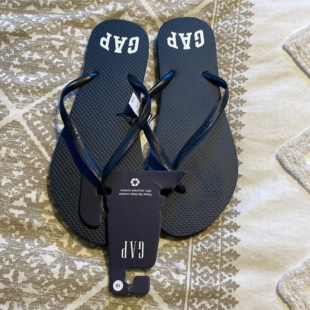 Navy gap flip flops